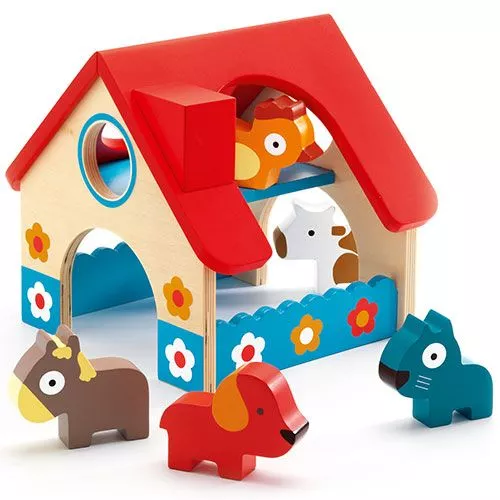 djeco mini boerderij + 5 dieren Djeco Mini Boerderij + 5 Dieren -Djeco Speelgoed dj06388 de kleine boerderij djeco