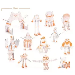 Djeco 3D Kleurplaat Speelfiguren - Schattige Monsters -Djeco Speelgoed dj08006 djeco 3d kleurplaat speelfiguren monsters