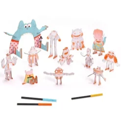Djeco 3D Kleurplaat Speelfiguren - Schattige Monsters -Djeco Speelgoed dj08006 djeco 3d kleurplaat speelfiguren monsters4