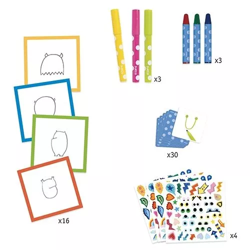 djeco tekenspel samen tekenen - monsters Djeco Tekenspel Samen Tekenen - Monsters -Djeco Speelgoed djeco kaartspel little monsters 2