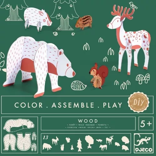 djeco 3D kleurplaat speelfiguren - bos Djeco 3D Kleurplaat Speelfiguren - Bos -Djeco Speelgoed djeco kleurplaat 3d speelfiguren bos