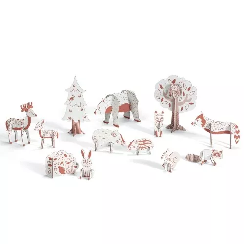 djeco 3D kleurplaat speelfiguren - bos Djeco 3D Kleurplaat Speelfiguren - Bos -Djeco Speelgoed djeco kleurplaat 3d speelfiguren bos4