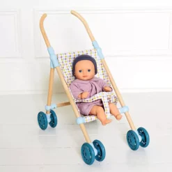 Djeco Poppenwagen Pomea - Geblokt -Djeco Speelgoed djeco poppenwagen pomea geblokt 1